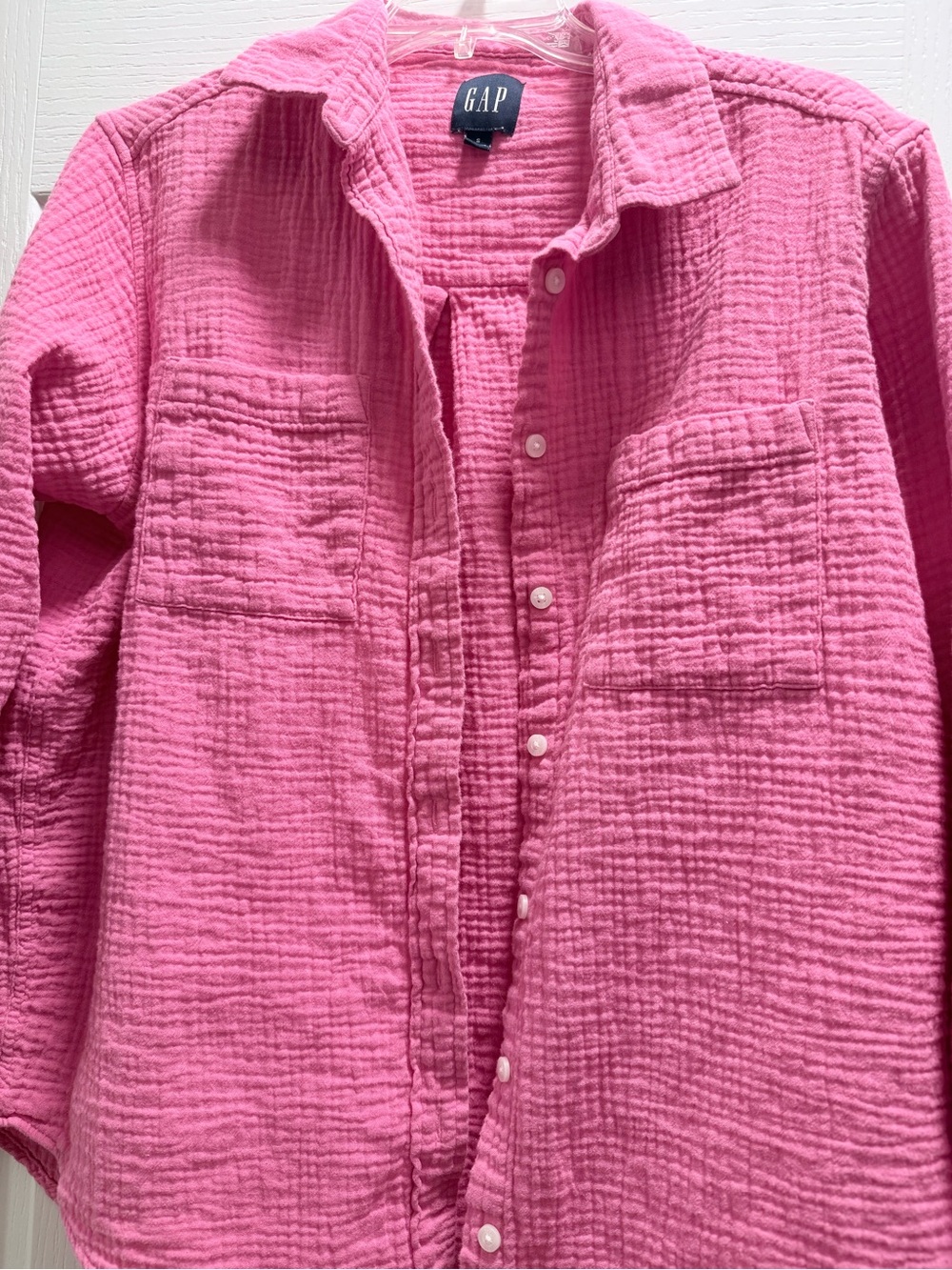 GAP Pink Textured Button-Down Shirt - Picture 3 of 4